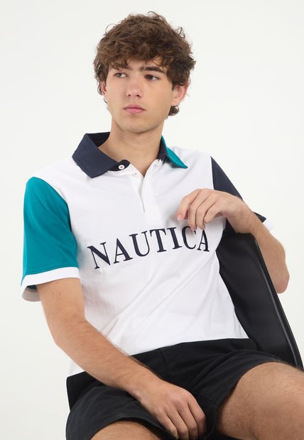 Polo Blanco-Navy-Azul Petróleo Nautica