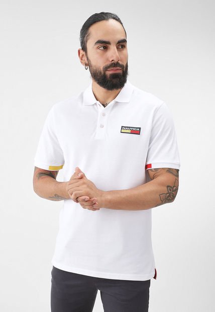 Polo Blanco-Amarillo-Rojo NAUTICA