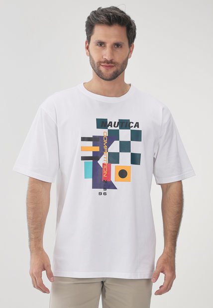 Camiseta Blanco-Verde-Violeta-Naranja NAUTICA