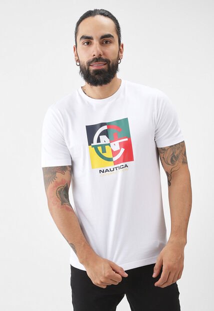 Camiseta Blanco-Verde-Amarillo-Rojo NAUTICA