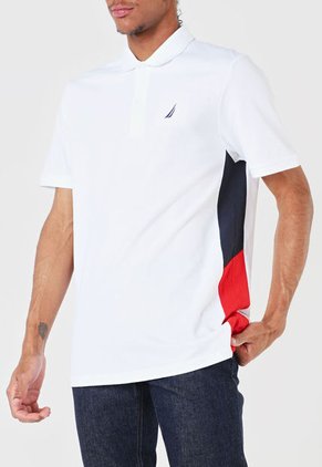 Polo Blanco-Azul-Rojo Nautica