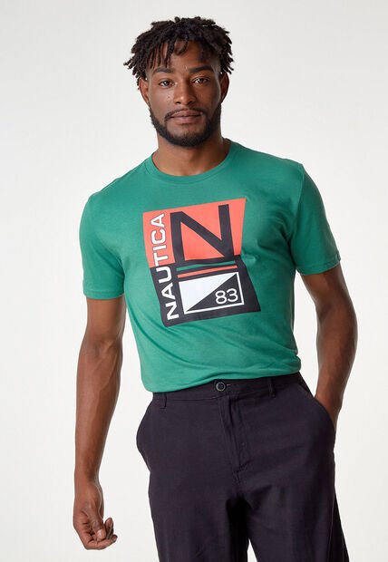 Camiseta Verde-Negro-Rojo Nautica