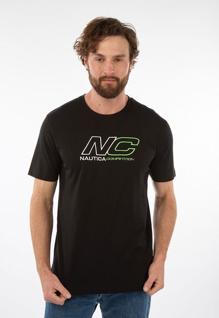Camiseta Negro-Blanco-Verde Neón NAUTICA