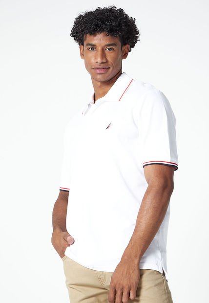 Polo Blanco-Azul-Rojo Nautica