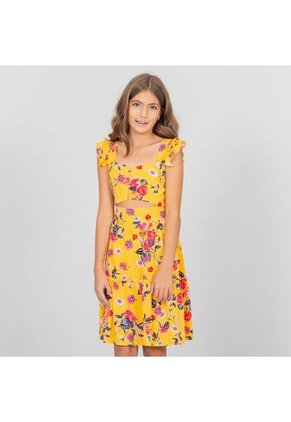 Vestido Corto NAUTY BLUE Para Niñas De Flores Amarillo 4987