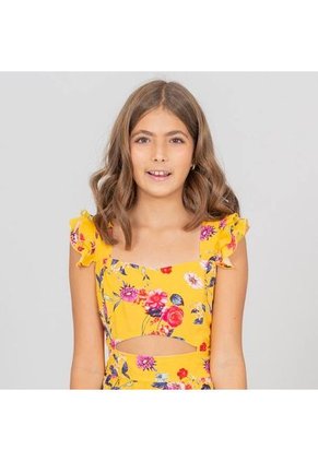 Vestido Corto NAUTY BLUE Para Niñas De Flores Amarillo 4987