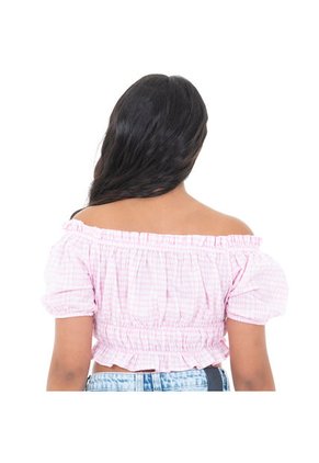 Camisa Corta Gingham Para Niñas Rosada NAUTY BLUE 50662
