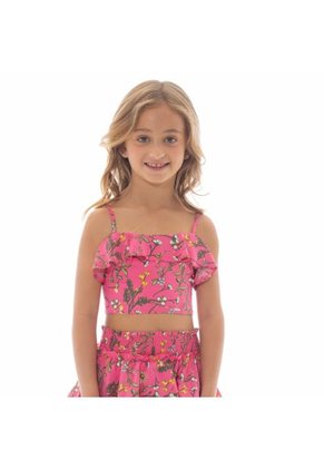 Conjunto Crop Top Y Falda-shor Para Niñas Color Rosado NAUTY BLUE 2401