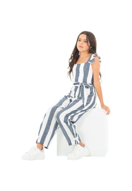 Enterizo Largo Para Niñas De Rayas De Color Gris NAUTY BLUE 8461