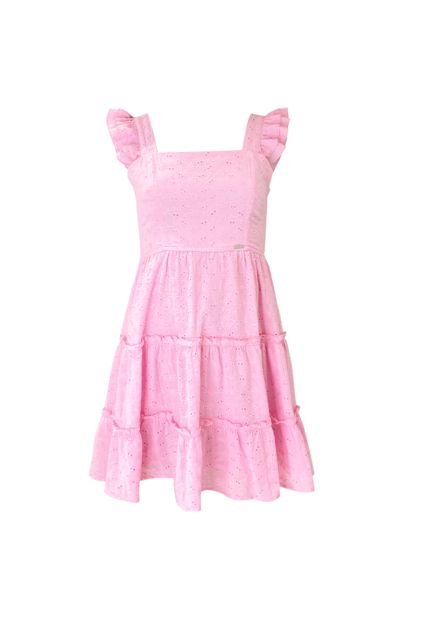 Vestido Corto Para Niñas En Ojalillo Color Rosado NAUTY BLUE 40141
