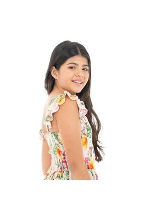 VESTIDO LARGO PARA NIÑAS DE FLORES ROSADO DE NAUTY BLUE 40053