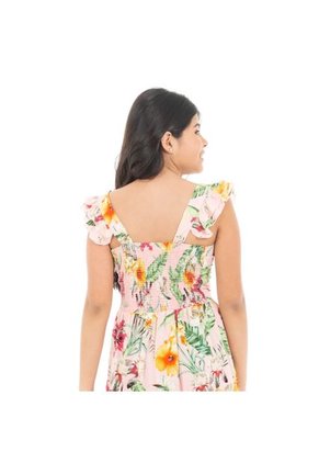 VESTIDO LARGO PARA NIÑAS DE FLORES ROSADO DE NAUTY BLUE 40053