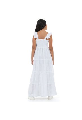VESTIDO LARGO PARA NIÑAS EN OJALILLO BLANCO DE NAUTY BLUE 40063