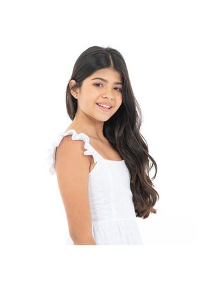 VESTIDO LARGO PARA NIÑAS EN OJALILLO BLANCO DE NAUTY BLUE 40063