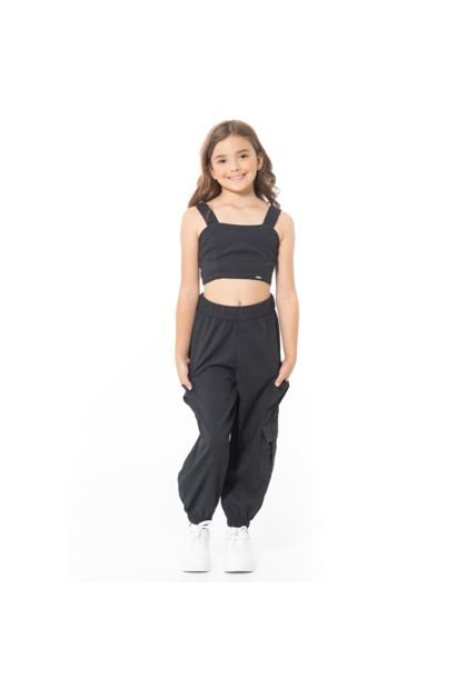 Conjunto Crop Top Y Pantalón Color Negro NAUTY BLUE 8491