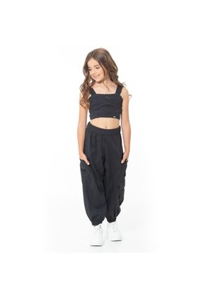 Conjunto Crop Top Y Pantalón Color Negro NAUTY BLUE 8491