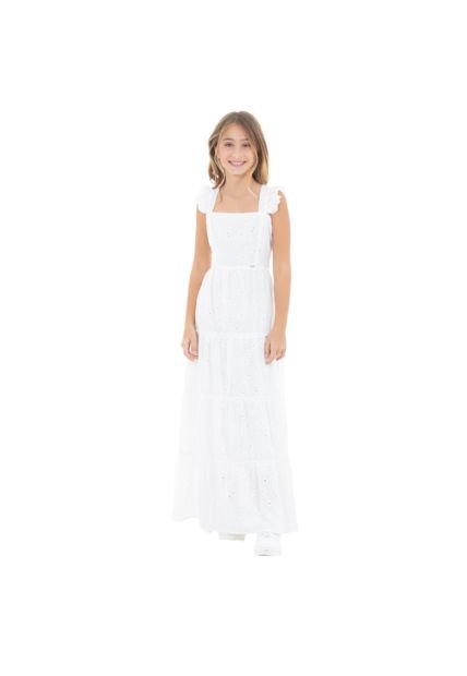 Vestido Largo Para Niñas En Ojalillo Blanco NAUTY BLUE 40113