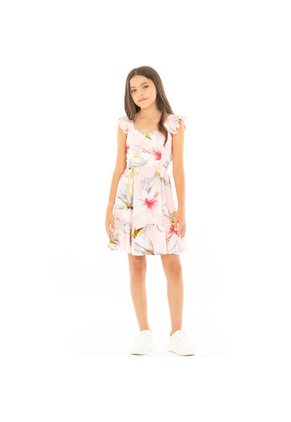 Vestido Corto Para Niñas De Flores Rosado NAUTY BLUE 40064