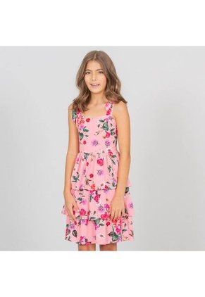 Vestido Corto NAUTY BUE Para Niñas De Flores Coral 4981