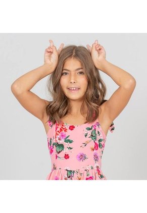 Vestido Corto NAUTY BUE Para Niñas De Flores Coral 4981