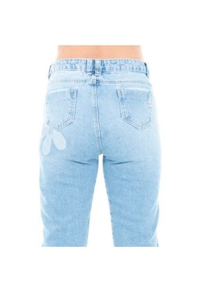 Girlfriend Jean Para Niñas Estampado Con Flores Azul Medio NAUTY BLUE 19271