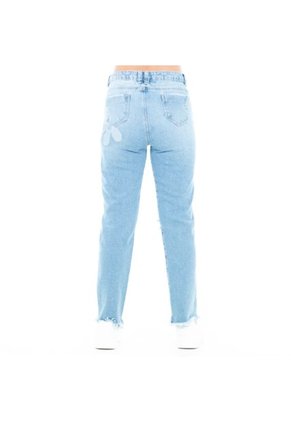 Girlfriend Jean Para Niñas Estampado Con Flores Azul Medio NAUTY BLUE 19271