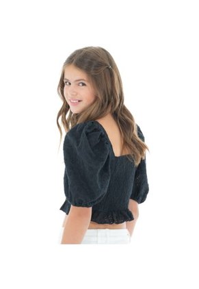 Camisa En Ojalillo Para Niñas Negra NAUTY BLUE 50683