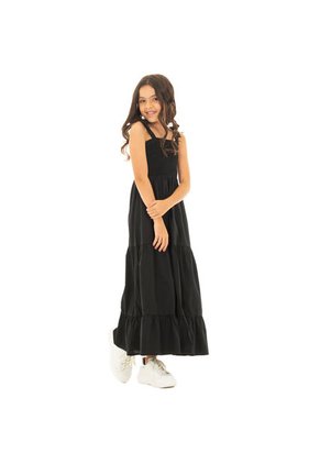 Vestido Largo Negro Nauty Blue Para Niñas 40025