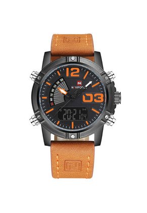 Reloj Cuarzo Digital Militar Naviforce NF9095 Negro Naranja