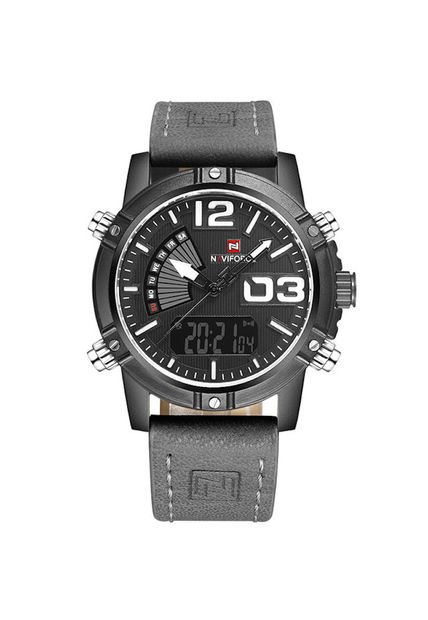 Reloj Cuarzo Digital Militar Naviforce NF9095 Negro Gris