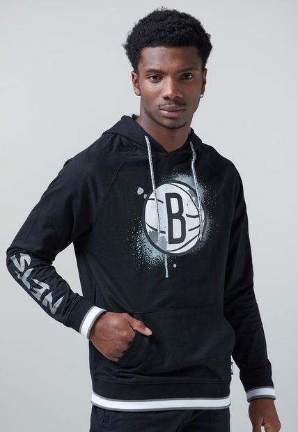 Hoodie Negro-Blanco-Gris NBA Brooklyn Nets