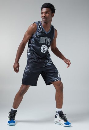 Pantaloneta Negro-Blanco-Gris NBA Brooklyn Nets