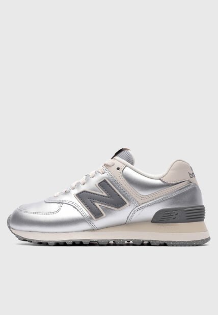 Tenis new balance 574 Plateado