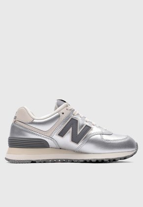 Tenis new balance 574 Plateado