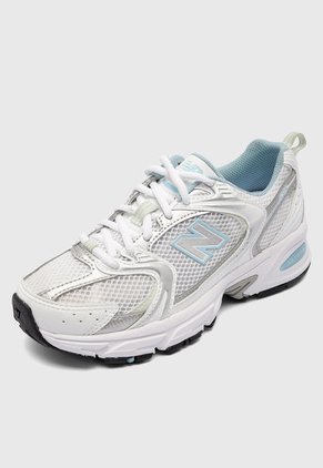 Tenis Running Blanco-Plateado-Azul Claro new balance 530