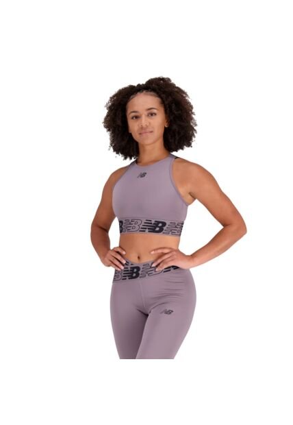Top New Balance Original Relentless Crop Bra Lila Para Mujer
