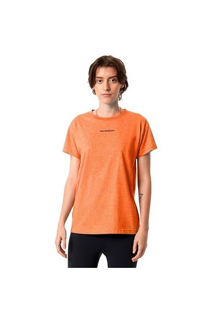 Camiseta New Balance Relentless Crew Para Mujer-Naranja