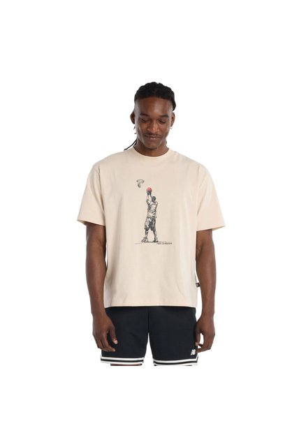 Camisa Deportiva New Balance Original Hoop Beige Para Hombre