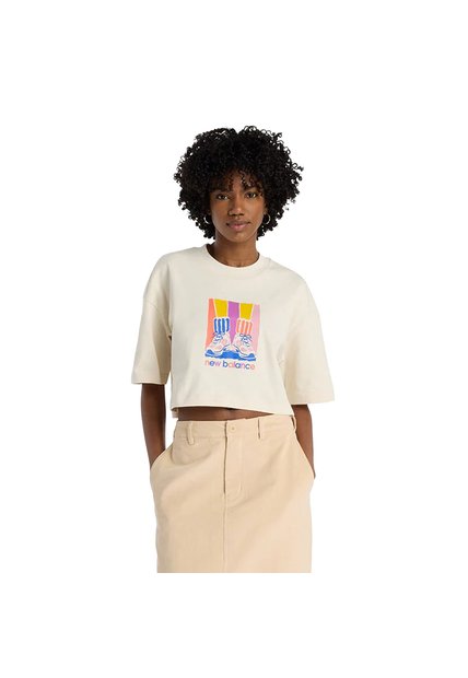 Camisa Deportiva New Balance Originals Athletics Beige Mujer