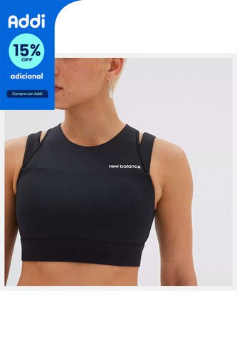 Top New Balance Original Shape Shield Crop Bra Negro Mujer New Balance
