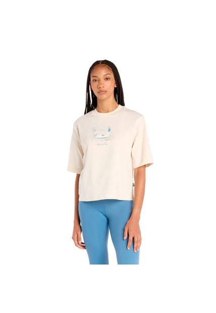 Camisa Deportiva New Balance Originales Graphics Beige Mujer