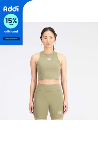 Top Marca New Balance Essentials Bra Original Verde Mujer New Balance