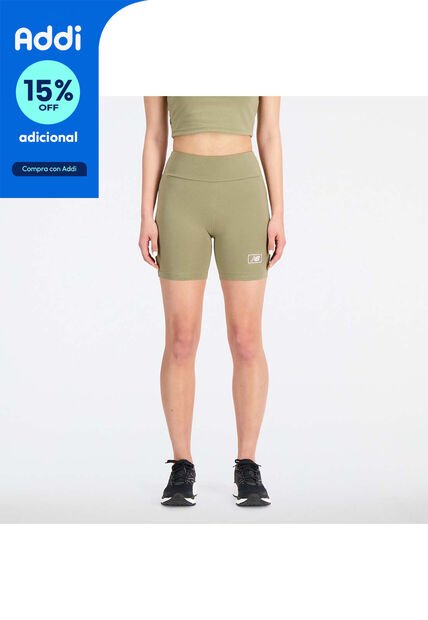 Pantaloneta New Balance Original Essentials Verde Mujer