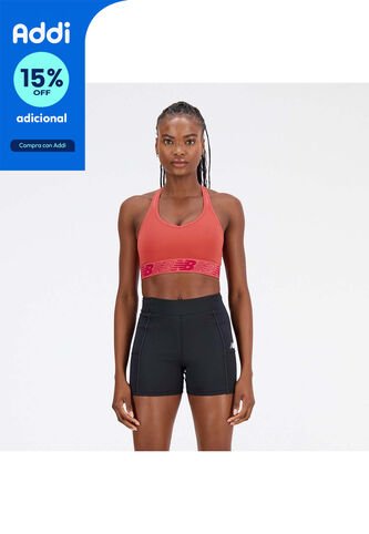 Top New Balance Crop Pace Bra 3 Naranja Mujer New Balance