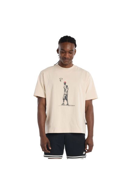 Camisa Deportiva New Balance Original Hoop Beige Para Hombre