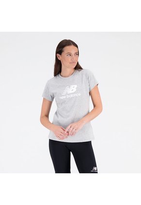 Camisa Deportiva New Balance Original Ess Stacked Gris Mujer