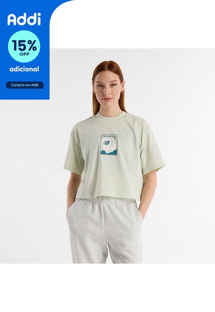 Camisa Tshirt Marca New Balance Relaxed 550 Verde Mujer