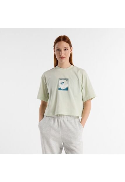 Camisa Tshirt Marca New Balance Relaxed 550 Verde Mujer