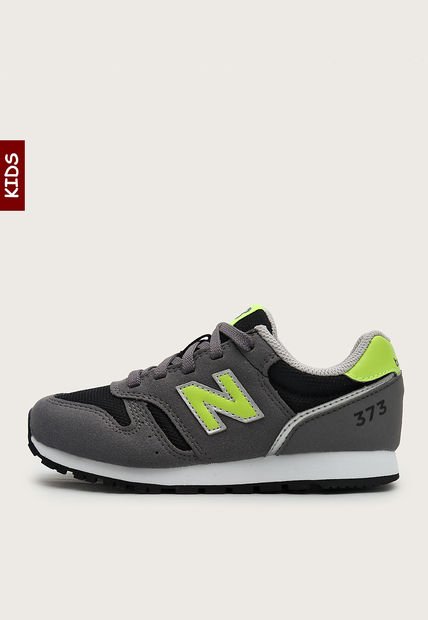 Tenis Lifestyle Gris-Negro-Verde Neón New Balance Kids 373