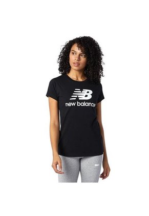 Camiseta New Balance Essentials Stacked Para Mujer-Negro
